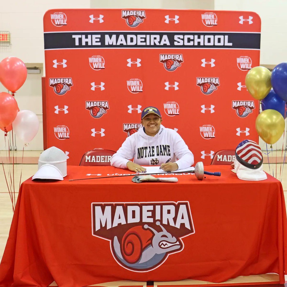 MadeiraSchool's tweet photo. Congratulations to Michaela J. ‘22 on her commitment to further her academic &amp; athletics careers as a member of the fencing team at @NotreDame next year! Go Irish!

#MadeiraDifference #WillFindsAWay #SigningDay2021 #Nationalsigningday #NLI #NationalSigningDay https://t.co/kklgRPDRDc