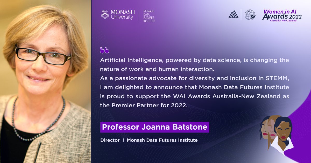 women_in_ai's tweet photo. Introducing our mini cast series with @Which50!💥
Hear Prof @JBatstone who is the Director of our Premier Partner @MonashDFI, @MonashUni speak about the women in the AI industry &amp; MDFI’s commitment to highlighting the accomplishments of women in STEM.

➡️https://t.co/KRW6tviXNz https://t.co/fUahVnMRn1