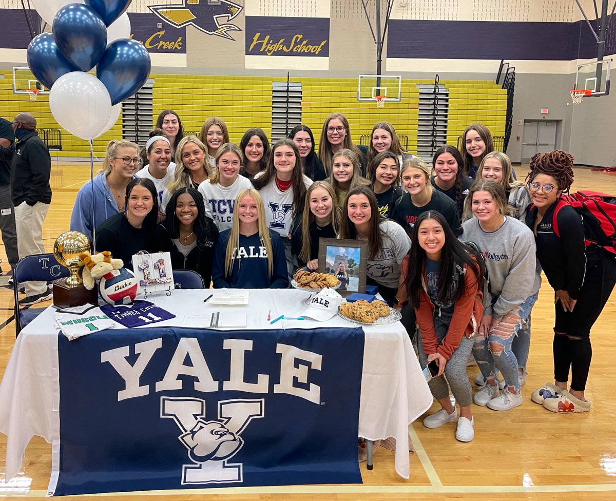 Congratulations to our very own Halle Sherlock! Years of hard work on the court and in the classroom goes into a special day like today. #NLI 

<a href="/YaleVolleyball/">Yale Volleyball</a> is getting a great one with <a href="/HalleSherlock/">Halle Sherlock</a> 💜🏐💛

#FalconToBulldog #ForeverFalcon 
<a href="/TCHS_WAthletics/">TC Women’s Athletics</a> <a href="/KISDAthletics/">Keller ISD Athletics</a>
