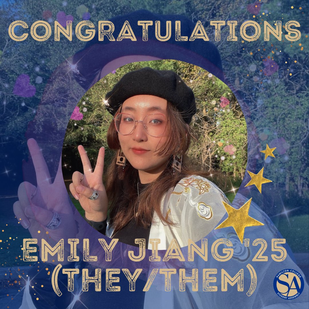 HCStudentAssm's tweet photo. Huge congratulations to our new Vice President, Emily Jiang '25 (they/them). Join us at our Monday, November 15th general meeting to meet and greet them! https://t.co/RB2brAdX6D
