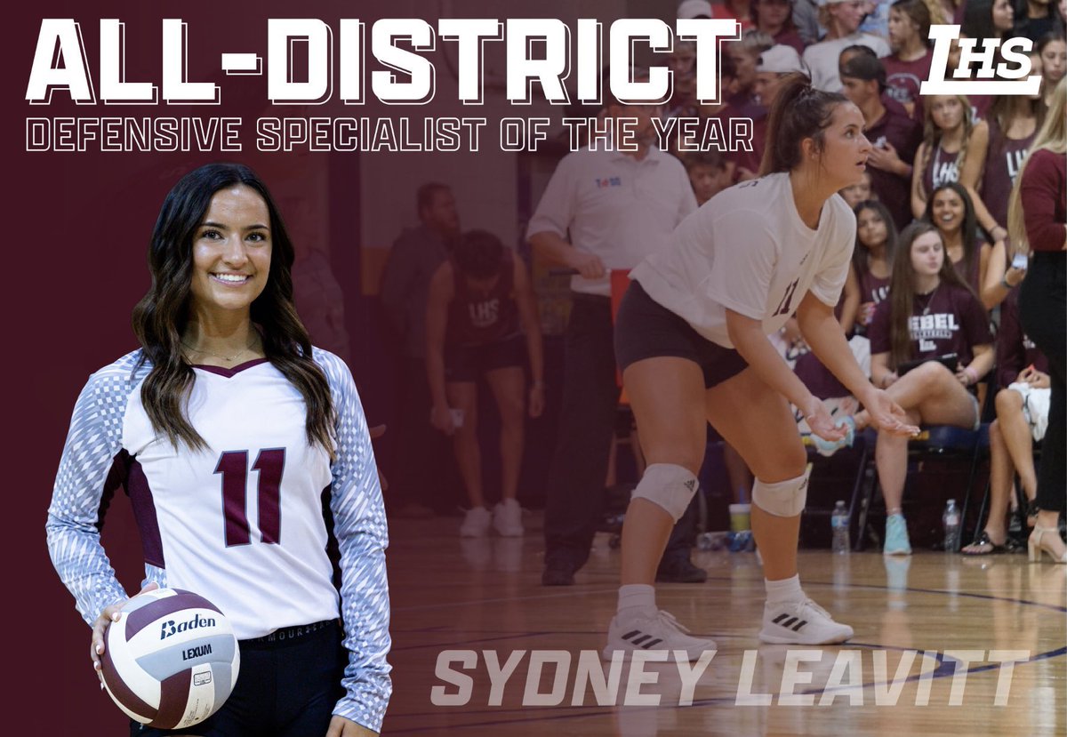 RebVolleyball's tweet photo. Sydney plays with a certain level of intensity and passion that is rare. This kid pushes herself and her teammates to the limits. If you’ve seen her play you won’t be surprised she was voted DS of the year by our district. Always remain fearless, Syd. We love you!@sydneyleavitt1 https://t.co/8fdYc8m90m