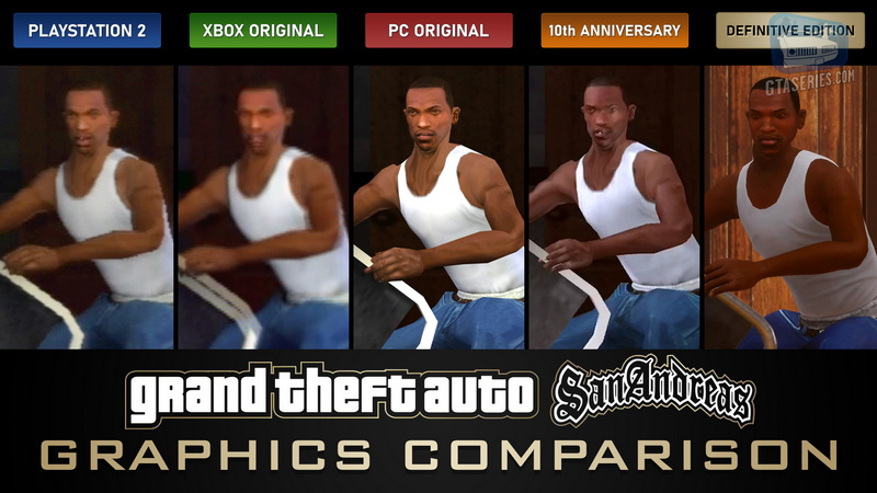 GTA Series Videos on X: GTA San Andreas Definitive Edition Comparison -  PS2 vs Xbox vs PC vs 10th Anniversary vs Remaster #GTATrilogy  #RockstarGames Watch the video here:    / X