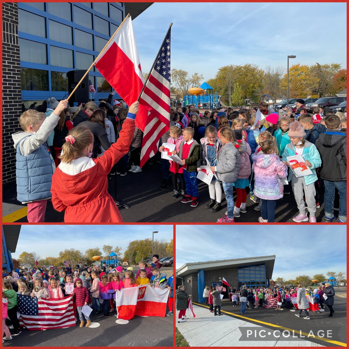 aapanek's tweet photo. The DLP program @D59Clearmont celebrating #PolishIndependanceDay and #VeteransDay by singing the National anthem songs  🇵🇱🇺🇸 #biculturalism #bilingualism https://t.co/L71TG9bC17