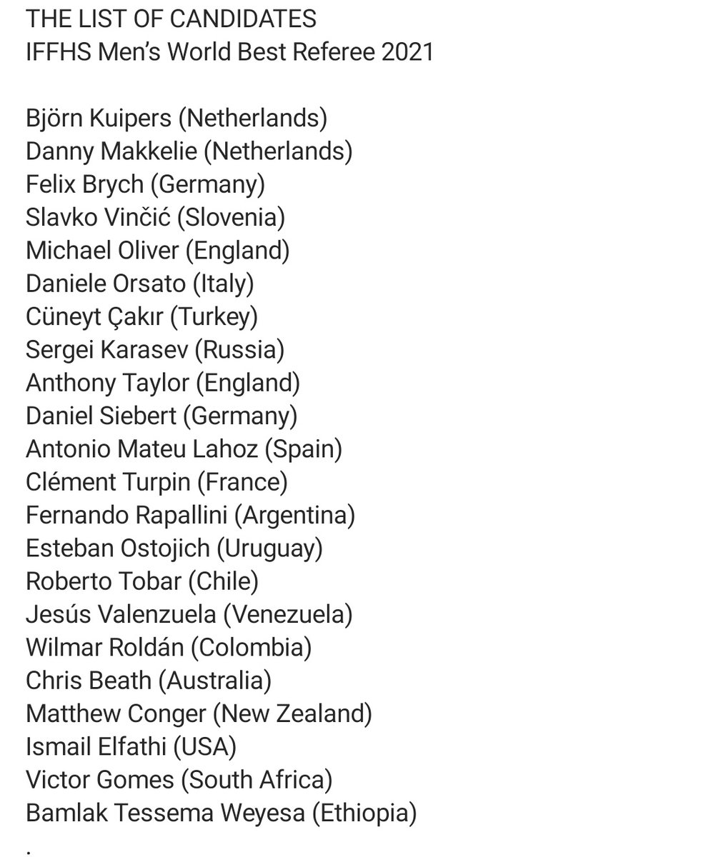 Jesús Valenzuela está nominado a mejor árbitro del mundo 2021 por la IFFHS.