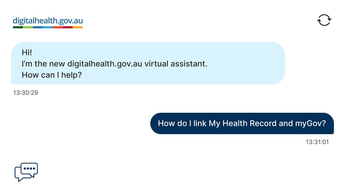 The new virtual assistant on digitalhealth.gov.au is another way to find information on topics like #COVID-19 #vaccinations, #MyHealthRecord, electronic #prescriptions &amp; more. To get started, click on the speech bubble icon in the bottom right corner of digitalhealth.gov.au