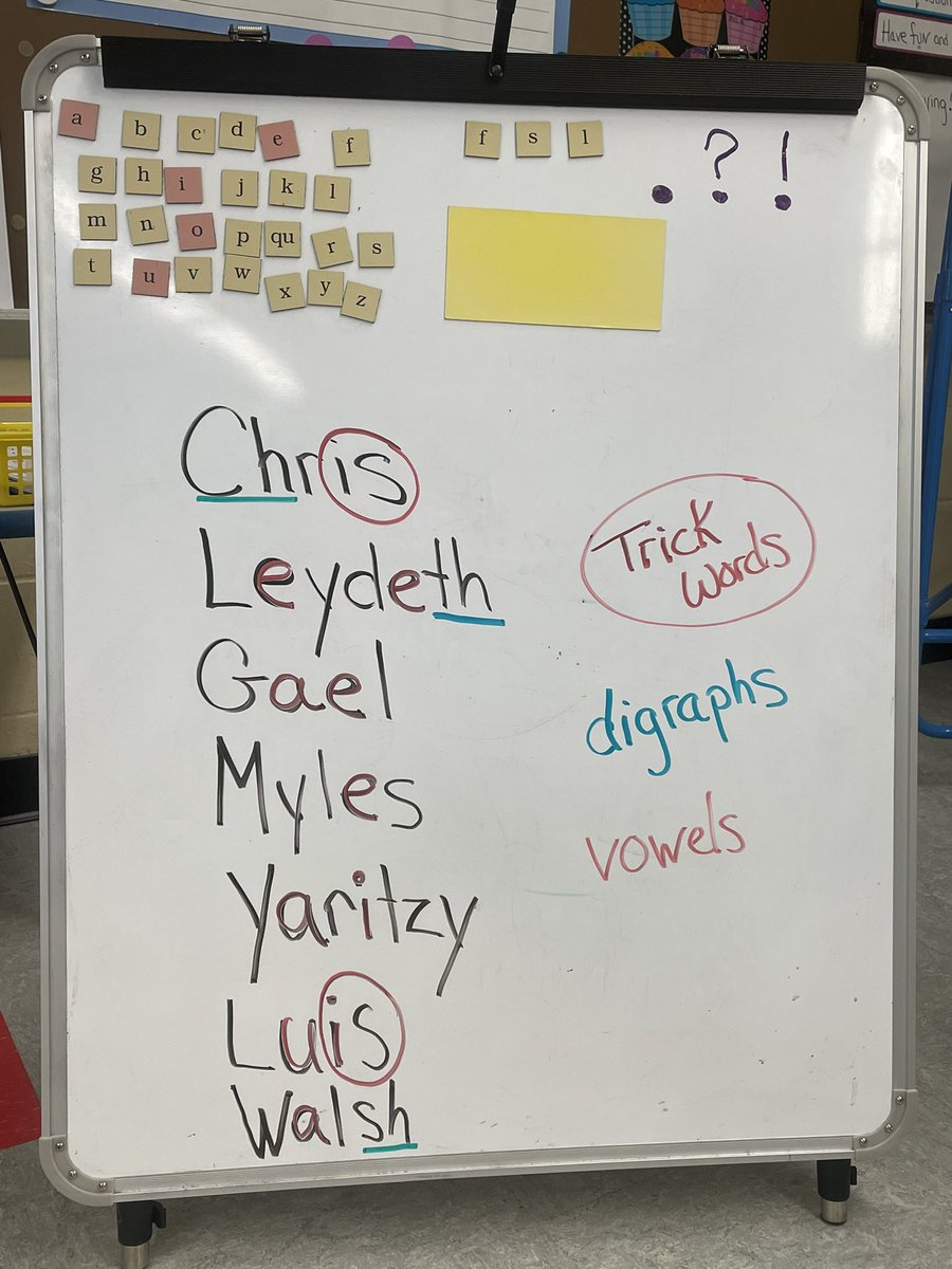 THIS MADE MY DAY…SPONTANEOUS CONNECTIONS AND LEARNING! Chris excitedly discovered that his name contained one of our learned TRICK WORDS!!!  Although this was during math class, we embraced &amp; took advantage of this great learning opportunity by exploring the names of all!
