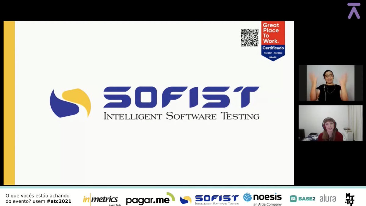 agile_testers's tweet image. fechando nosso terceiro dia com a @JenifferDeus representando a nossa Patrocinadora Ouro Sofist
