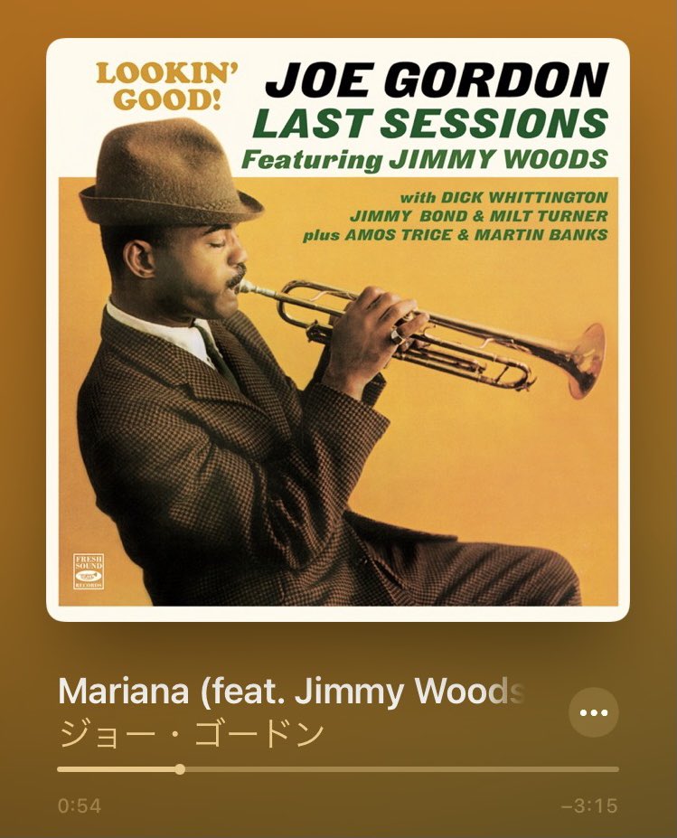 jazz_groovy141's tweet photo. #NowPlaying 
#JoeGordon 
通勤中🚞
ジミー・ウッズが参加したジョー・ゴードン"Lookin' Good"を。明朗なトランペットとメロディセンスが光る🎶🎺
ではまた夜に。
Jimmy Woods (as)
Dick Whittington (p)
Jimmy Bond (b)
Milt Turner (ds)

Mariana https://t.co/2BwVYfodsI @YouTubeより https://t.co/Or76UtlxIZ