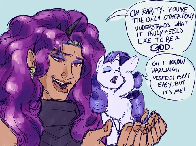 My roommates have been tryna get me into Jojo, finished part two the other night and I just think Kars is a horsegirl love that for him <3

#kars #jjba #part2 #jojosbizarreadventure #mlp #mylittlepony #rarity 