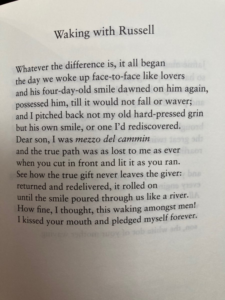 I am scheduled for an induction to deliver our little one today. Vince just shared this poem, “Waking with Russell” by Don Paterson from Landing Light. It is gorgeous.