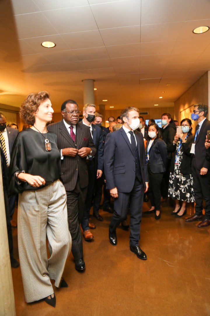 hagegeingob's tweet photo. I would like to thank President @EmmanuelMacron of France and the Director General of UNESCO @AAzoulay for the warm welcome on the occasion of my address to the High Level Segment of  Global Education Meeting 2021 in Paris. My remarks at UNESCO https://t.co/Cw19GgwC8e https://t.co/7DnOwvcV7n