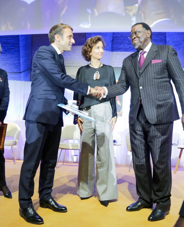 hagegeingob's tweet photo. I would like to thank President @EmmanuelMacron of France and the Director General of UNESCO @AAzoulay for the warm welcome on the occasion of my address to the High Level Segment of  Global Education Meeting 2021 in Paris. My remarks at UNESCO https://t.co/Cw19GgwC8e https://t.co/7DnOwvcV7n