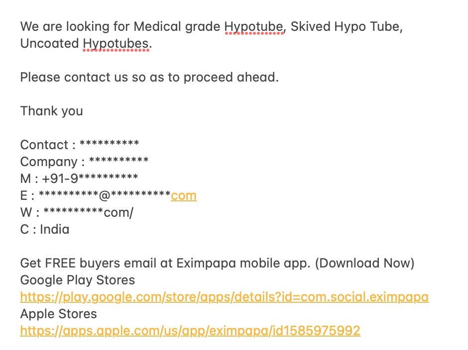 Eximpapa On Twitter 11 November 2021 Buyer Requirements Hypotube India Eximpapa Export Import Entrepreneur Businessowners Buyers Buyer Buyersagent Supplier Fieo Dgft Aepc Expo2020dubai Buyingselling Globalgoals Traders Indian