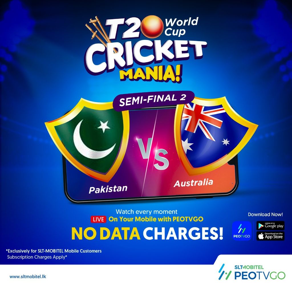 slt_mobitel's tweet photo. Catch the live action on your mobile as Pakistan battle with Aussies in the T20 semi's, download the PEOTVGO App For a Dataless experience!
Download now: https://t.co/PfpwIBJeEd
For SLT-Mobitel Mobile customers only.
Subscription Charges and conditions apply.
#PEOTV #PEOTVGO https://t.co/5uP6hlYbPO