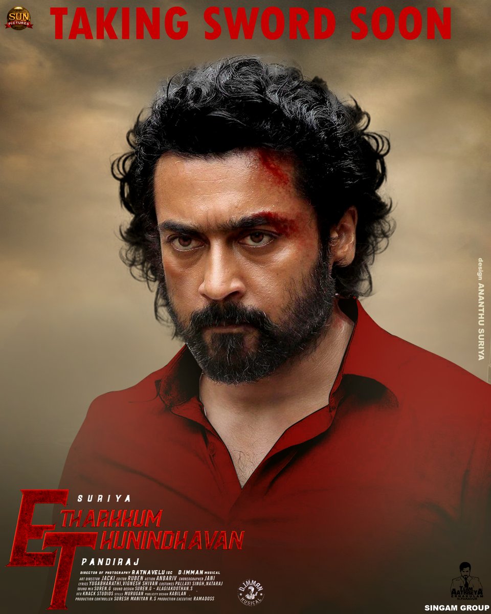 AnanthuSuriya's tweet photo. Here is my new design for #EtharkkumThunindhavan 
TAKING SWORD SOON 
@Suriya_offl @pandiraj_dir @immancomposer @sunpictures @RathnaveluDop @priyankaamohan @sooriofficial @singamgroup8 @TeamAathreya #ETsecondlook #ET #எதற்கும்துணிந்தவன் https://t.co/yLwqOCVTEl