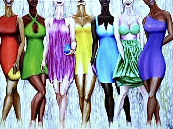 FrankUnderwoodJ's tweet photo. This is Ladies Night of the Rainbow Sisterhood. Here, these stylish women revel in the sublime purity of #friendship, #womanhood and #sisterhood as they walk into their colorfully, collective good time. #NoColorLines #WhatTheWorldNeedsNowIsLove #OilOnCanvas #MusxArt https://t.co/XZi2ibAjtk