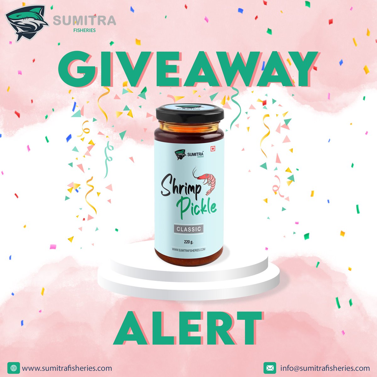 sumitraseafoods's tweet photo. GIVEAWAY ALERT. This month we present you this amazing giveaway contest.

To enter this giveaway. 
1)Follow @sumitrafisheries 
2)Like and Retweet this post.

Duration: 11th - 14th Nov, 2021

Lucky winner will get a Jar of Shrimp Pickle and Freebies.

#giveaway #contest #india https://t.co/7rFWzAQUNF