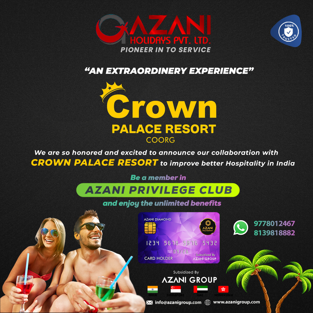 AzaniHolidays's tweet photo. We are so honored and excited to announce our collaboration with Crown Palace Resort Coorg to improve better Luxury Hospitality in India @AzaniGroup #crownpalaceresortcoorg #coorghotel #coorgtrip #kodagu #hotelsincoorg #coorg #barsincoorg #coorgbeverage #kodagufood #roomsincoorg https://t.co/LmedrbOqdA