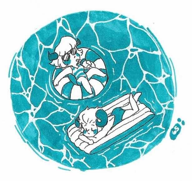 BeegMeedge's tweet photo. color doodle challenge 10:
local demon girls take some vacation time.
#demongirls #ocean #chill #traditionalart https://t.co/5COsMhmurj