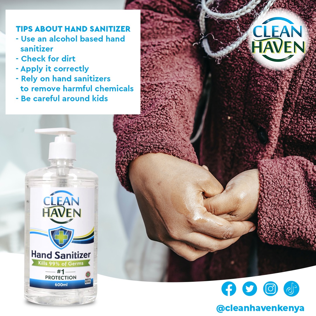 cleanhavenkenya's tweet photo. To prevent the spread of germs, you should always use hand sanitizer. 
Here are some tips on how to use Clean Haven Hand Sanitizer.   

Shop now at https://t.co/IL5sTDSGmi

#healthyliving #handwash #cleanhavencares #cleanhavenkenya #smellfresh #cleanhands #staysafe #clean #germs https://t.co/nu7ZYuSqbJ