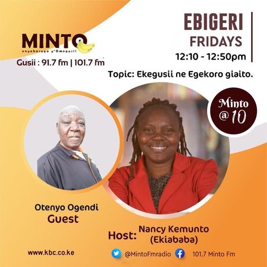 Karibu Totinyie Ebigeri Alhamisi rero ase Ekegusii ne Egekoro giaito intorigererie ninki giakagerire abagaka ba kare banyuoma abakungu abange Otenyo Ogendi naatoerere amange.