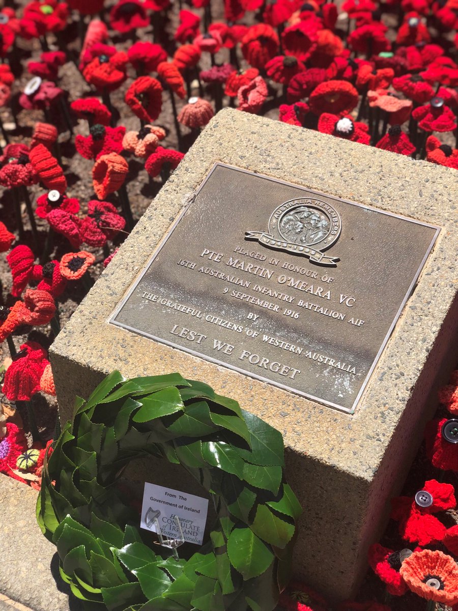 irlembaustralia's tweet image. In #Perth Honorary Consul, Marty Kavanagh participated in today's Remembrance Day events including laying a wreath in honour of PTE Martin O'Meara VC #Lorrha and #Tipperary @dfatirl @defenceforces @AusEmbIre  🇮🇪🇦🇺