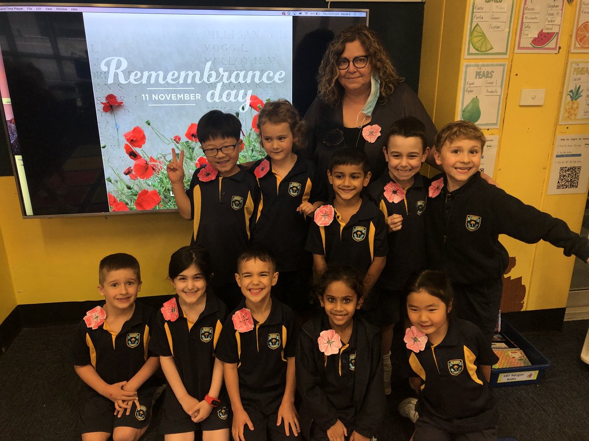 Kinder students <a href="/StMarysRydal/">St Mary's Rydalmere</a> watch a commemorative liturgy for Remembrance Day prepared by our Year 6 students. #RemembranceDay #cedplibraries