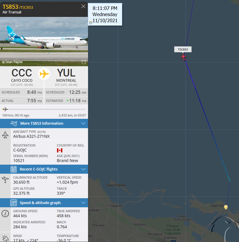 FlconEYES's tweet photo. #CGOJC Air Transat, Cayo Coco a Montreal, Reciclando turistas. #10Nov https://t.co/855Sxqd230