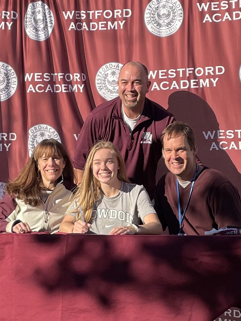 CoachCoward's tweet photo. Congrats to WAGB player Carly Davey who will be headed to Bowdoin next year!  And yes, I am now in the running for “Photobomb of the Year” https://t.co/lYrWOgaD6M