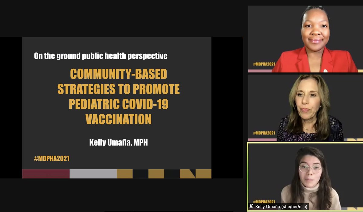 Md_PHA's tweet photo. Learning about community-based strategies to promote pediatric COVID-19 vaccination in Maryland from our very own @kellylisbeth93 🤓 💉 “…hard to reach communities are right here… we just need systems that support ALL of our communities…” #thisispublichealth #mdpha2021 https://t.co/cyjWtExt4K