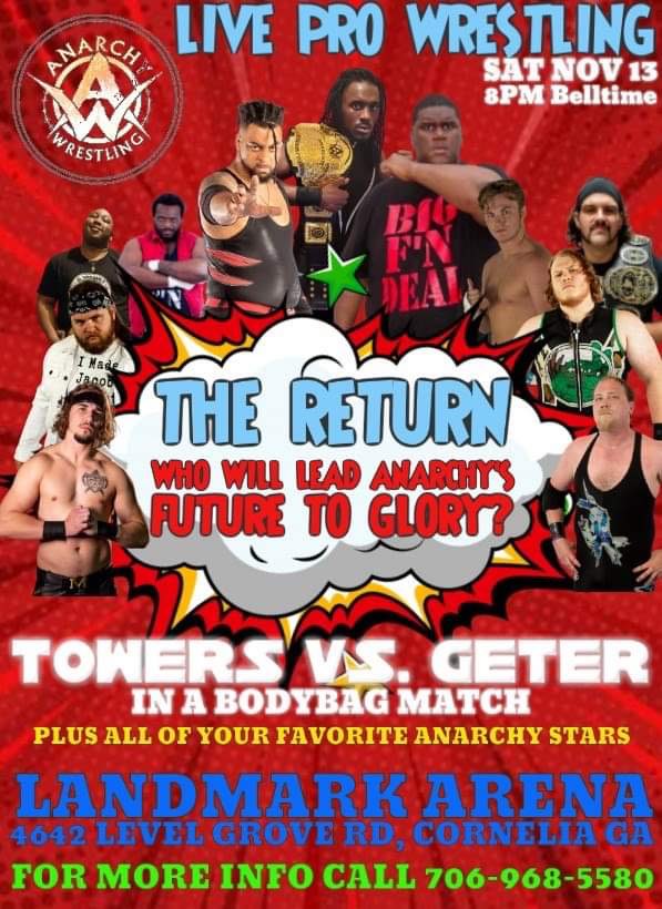 AnarchyLandmark's tweet photo. Make sure you secure your ticket to see the best in professional wrestling, in the southeast's most historic venue. Call 706-968-5580 to reserve your seats, or contact Theresa Kennedy. This will be a night you will not want to miss!!!!!! #wrestling #georgia #cornelia https://t.co/SgOlZJUeP7