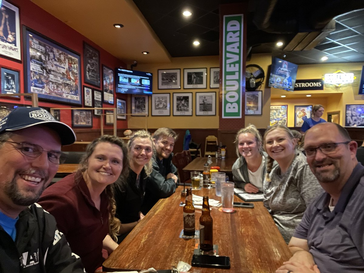 TongieAT's tweet photo. @ATCjamieb @megatron_0826 @gstevanus @lindsyherd_ATC Hanging out and celebrating @AnnaJo32 before she leaves us for Colorado!  Good luck, kid.  We’ll miss you! https://t.co/c4BLF9hr9I