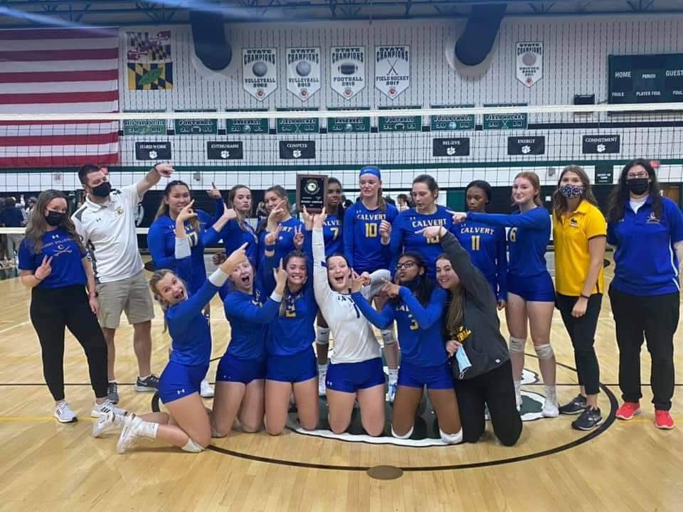 THECalvertHigh's tweet image. Congratulations to our volleyball team! They are 2A regional champions!       💙💛💙💛