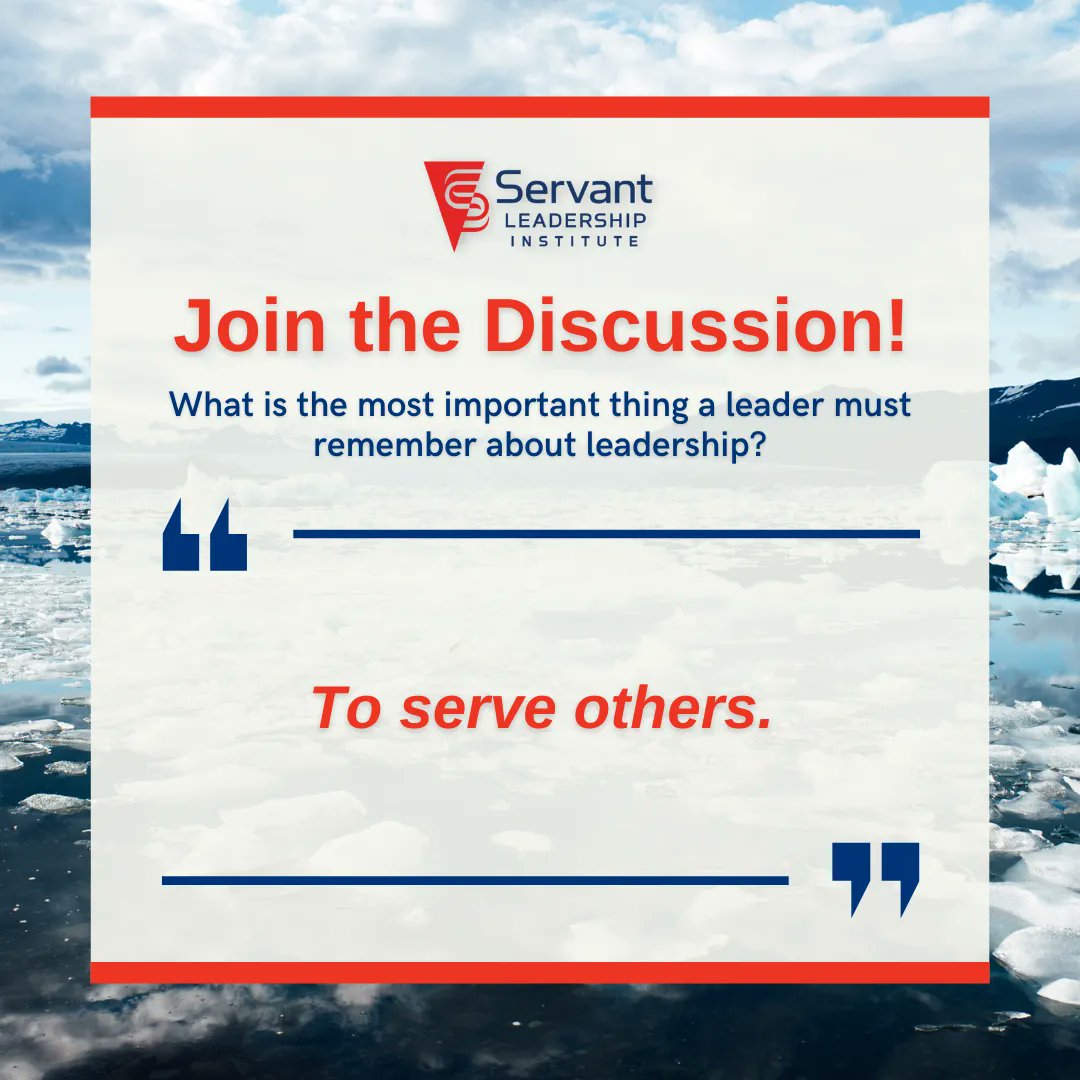SLILead's tweet photo. Thanks for Joining the Discussion! Each month, we will be posting a new leadership question for our audience to respond to anonymously. Your answers will then be showcased on our social media! #Jointhediscussion and submit today: https://t.co/GbvyHmSccZ #servantleadership https://t.co/AjJSQUHAep