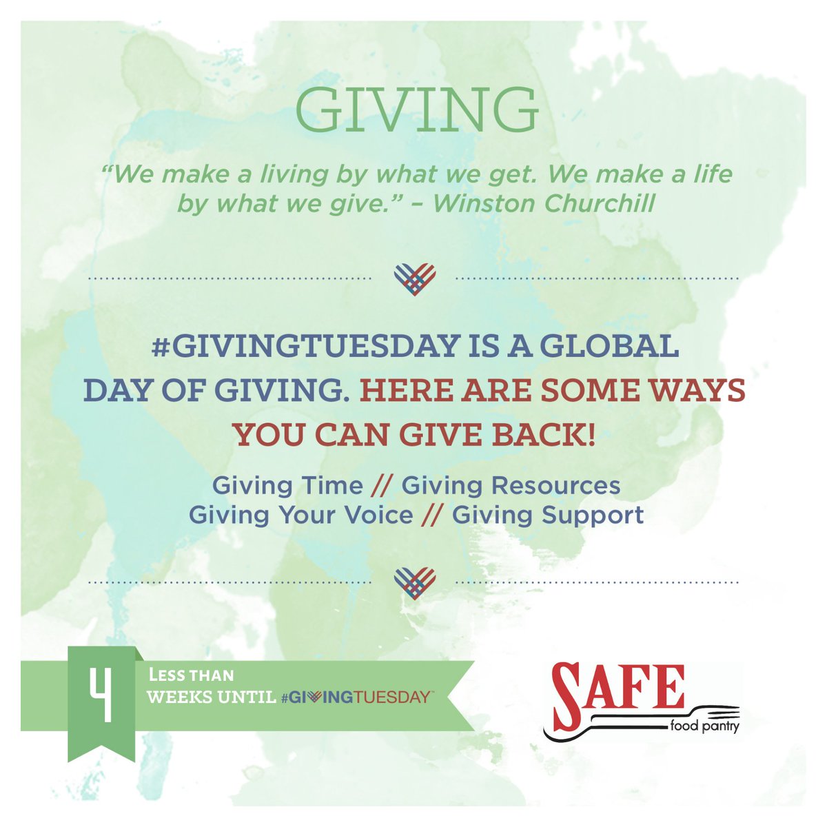 safefoodpantry's tweet photo. We're gearing up for #GivingTuesday in less than 4 weeks. Be part of #TeamSAFE and join our awesome donors and volunteers. https://t.co/qaH2OWe25X