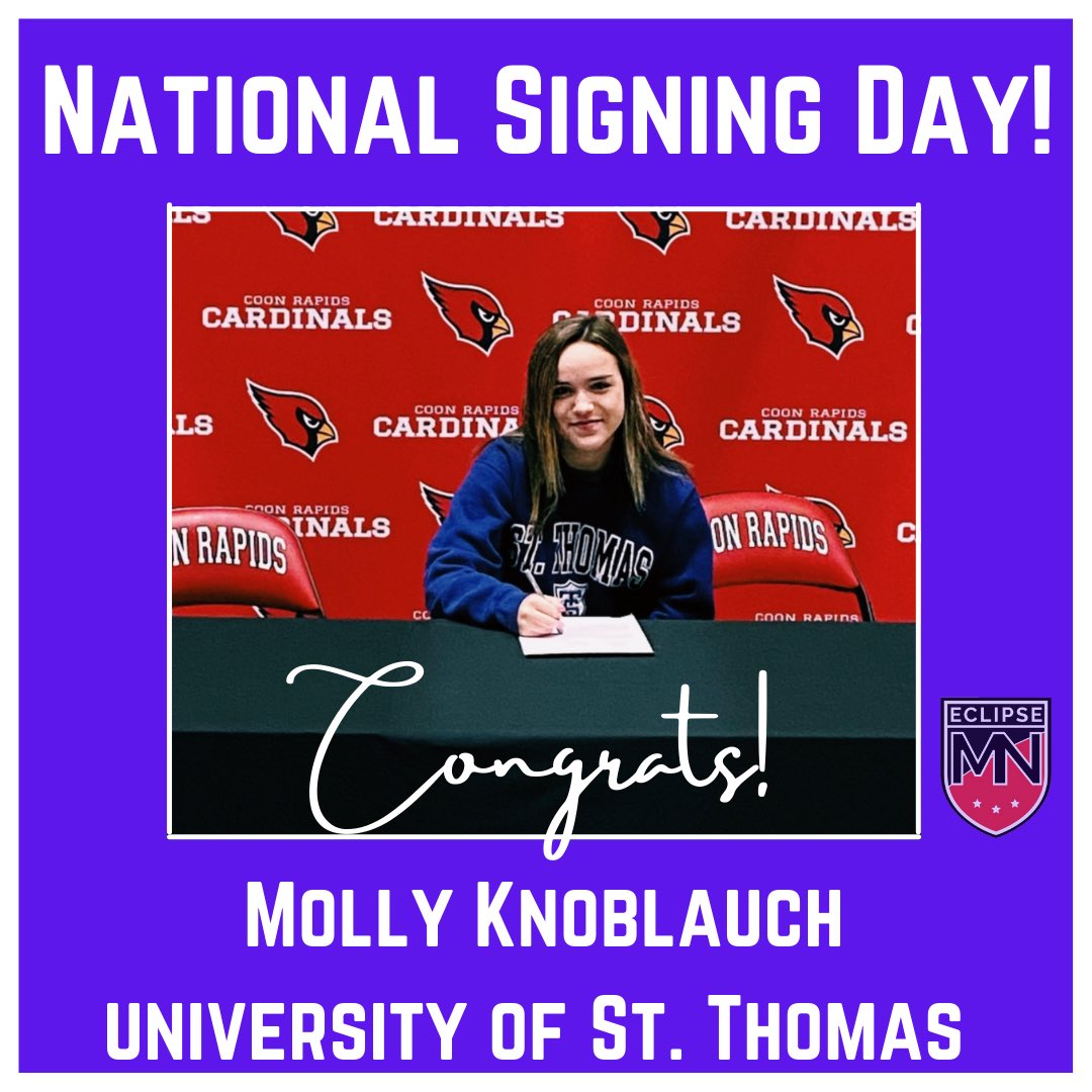 mneclipsesoccer's tweet photo. Congrats Molly! ⚽️👏

#nationalsigningday #collegesoccer #womenssoccer #soccerlife #mneclipse #girlsacademy https://t.co/fg2zSuu1bX