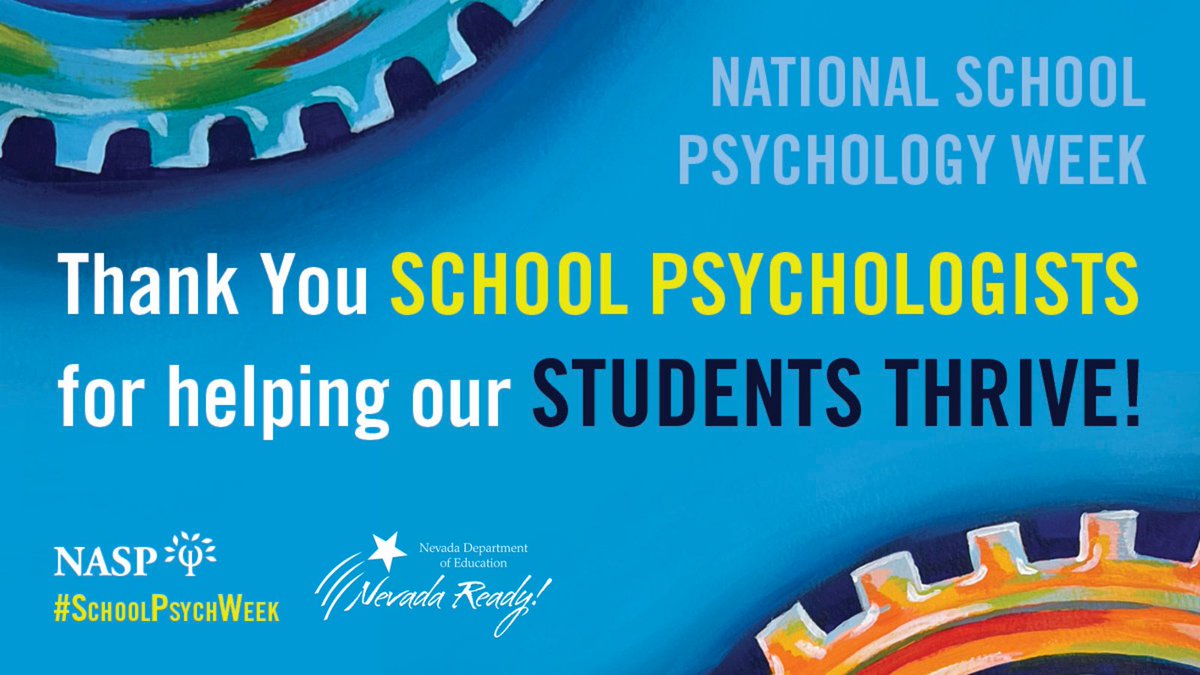 NvstateED's tweet photo. This week, Nov 8-12, is #SchoolPsychWeek, and we recognize our mental health and psychology professionals throughout Nevada's schools. Thank you for everything you do so that our students are able to thrive! @nasponline #NSPW2021 #NevadaReady https://t.co/5Yydi6xvpx