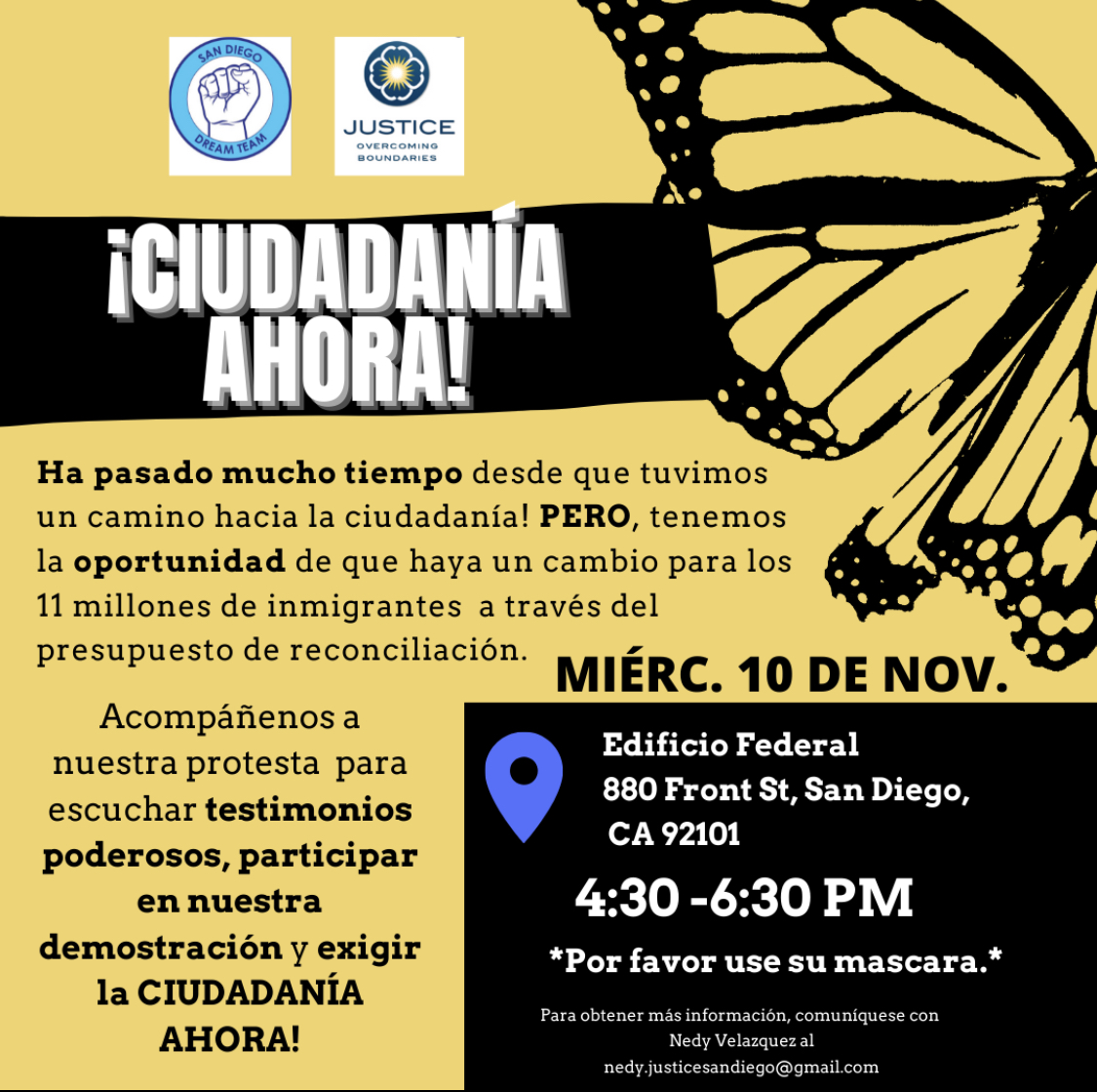 OB and SD Dream Team and other orgs like ERC, are joining national efforts in the fight for a pathway to citizenship in the reconciliation package. We’ve never been closer and it’s critical that Democrats hold the line deliver this needed relief for the 11M undocs.