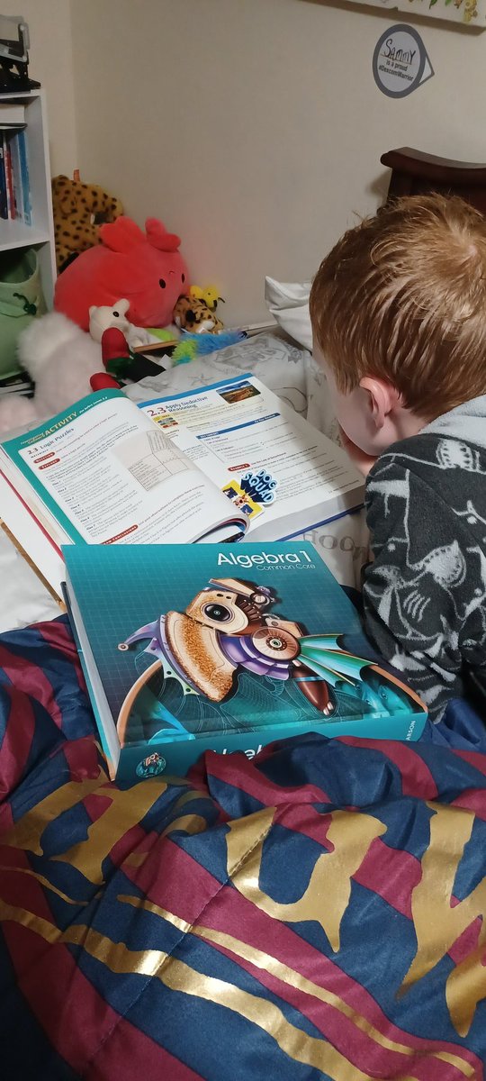 TheRin108's tweet photo. This child blows my mind. He was gifted algebra 1 and geometry books and he's in heaven! Just a little light reading before lights out.
#math @TNeCamp4 #lovesmath #justkeeplearning https://t.co/STiii0kWyQ