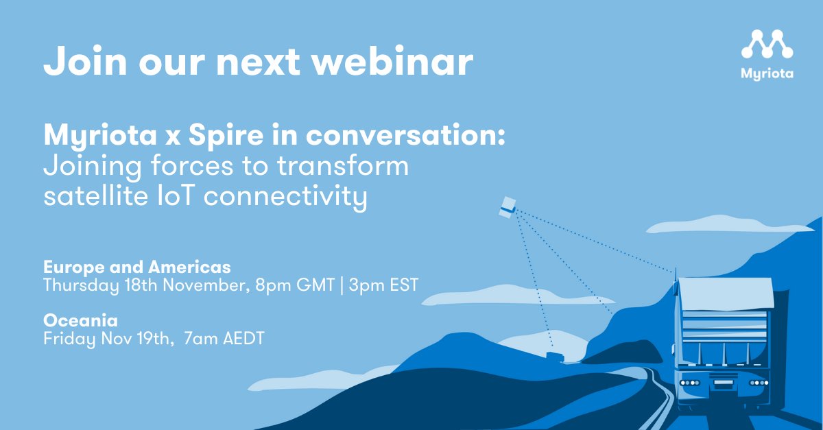 MyriotaGlobal's tweet photo. Join Dr David Haley, CTO and Co-Founder of #Myriota and Joel Spark, VP Space Systems and Co-Founder of 
@SpireGlobal in conversation on the future of industrial IoT using space enabled connectivity in this exclusive virtual event.

Register now: https://t.co/6JunrzDzmp https://t.co/PhBFxJSjWf
