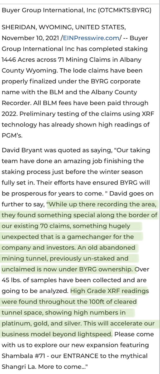 Stonemonsta2's tweet photo. $BYRG found an old tunnel just North of New Rambler! It’s 100 ft long, in great shape, steps from the road AND has a #Planium vein in it showing clear as day! MUST READ 👀 $PGII coming in hot! 🔥 https://t.co/bdPfMqJds2 https://t.co/8HaEbShorz