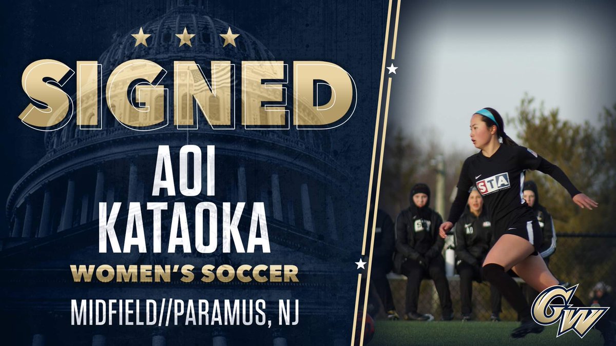 GWWomensSoccer's tweet photo. Welcome to D.C. Aoi Kataoka! 

Aoi joins us from the Garden State, where she worked and played hard as a midfielder and defender for STA Soccer Academy GA! We're thrilled to have Aoi join the @gwsports family! #RaiseHigh https://t.co/MoKz7weTie
