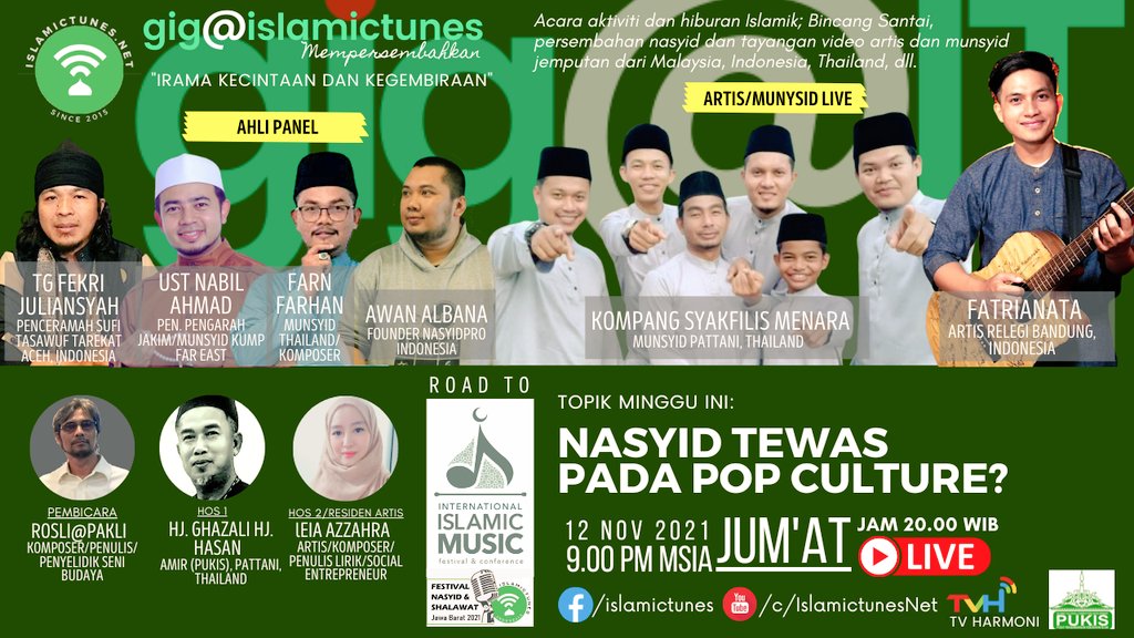 RozmanAbas's tweet photo. Adakah nasyid sudah hilang arahnya? Atau tewas pada hype POP CULTURE? Sambil berhibur, mari kita sembang2 santai di gigIT... https://t.co/VLdGQ00lB5