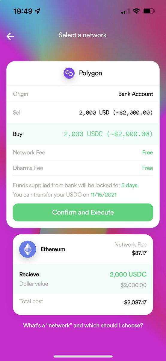 petejkim's tweet photo. Oh wow, @Dharma_HQ's fiat on-ramp so ridiculously good. I verified my account, connected my bank account and bought 2,000 $USDC on @0xPolygon without having to pay a single cent in fees in minutes.

Use my link if you wanna try it (and get $100 ETH bonus): https://t.co/SlDYJ6DZ5V https://t.co/ufSQnXLvlP