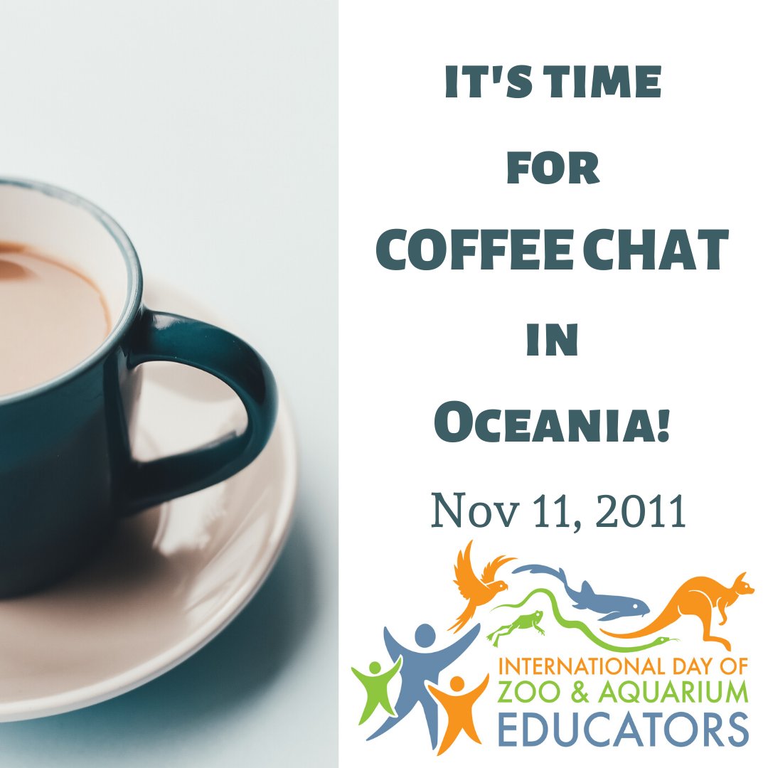 EducatorsIz's tweet photo. Dear educators in Oceania,
It's time for coffee chat in your region. It starts at 3:00 AM UTC. Please join us!!!

Registration: https://t.co/CSns2srgnl

#ize 
#zooaquariumeducators 
#izeducators 
#izeday 
#izeday2021 https://t.co/1ynFW6E5Kh