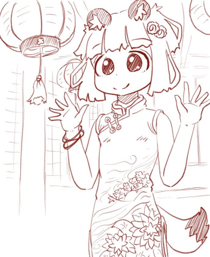 ちかごろのらくがき1
たぬきとチャイナドレス 