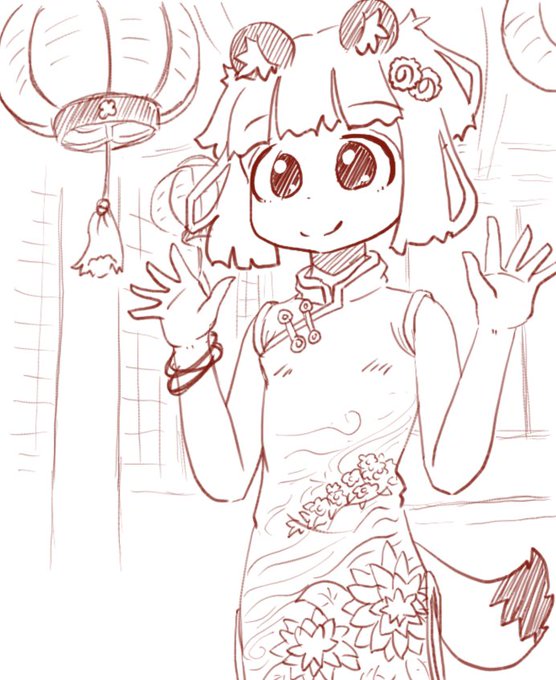 ちかごろのらくがき1
たぬきとチャイナドレス 