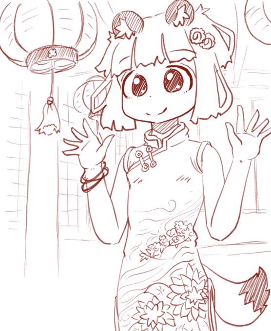 ちかごろのらくがき1
たぬきとチャイナドレス 