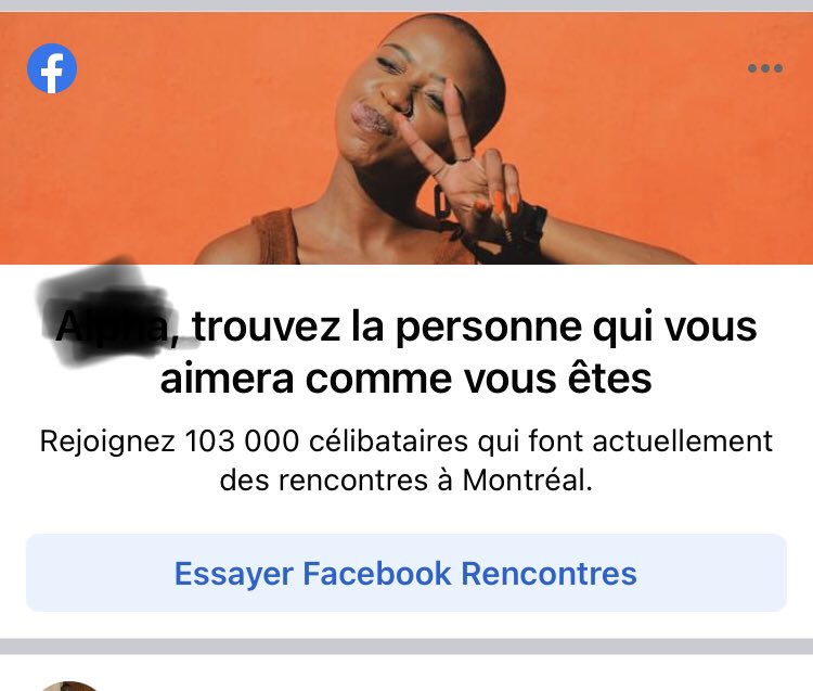 surleSofa's tweet photo. Soit que Facebook me niaise ou qu’il ne connaît pas du tout ma vie finalement 🤷🏾♂️ 😂 #NonMerci #DéjàTrouvé #StupidAlgorithm https://t.co/euUUszNri3