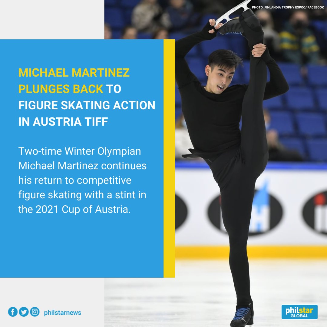 StarSportsHub's tweet photo. BACK ON THE ICE AGAIN ⛸️

Filipino figure skater Michael Martinez begins his campaign in the 2021 Cup of Austria, the eighth event in the 2021-22 ISU Figure Skating Challenger Series, on Friday in the short program.

READ: https://t.co/PeBOvoHvQ5 https://t.co/4xOwbLdCdZ